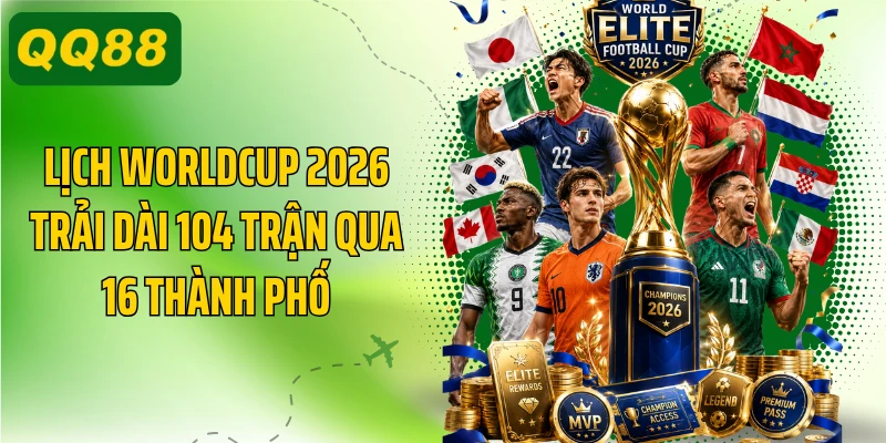Lịch worldcup 2026 trải dài 104 trận qua 16 thành phố